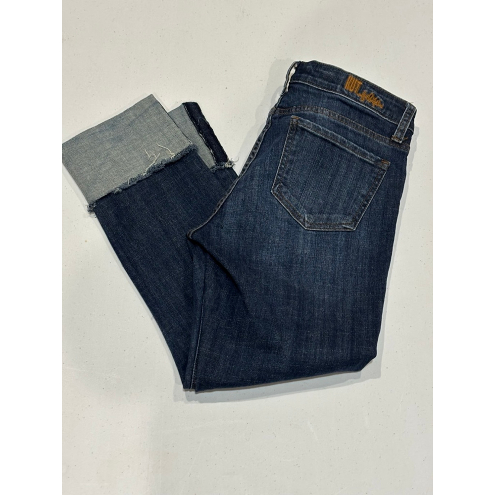 KUT from the Kloth Blue Denim Jeans Ankle & Cropped Cuffed, Woman’s Size 2 - Picture 4 of 9